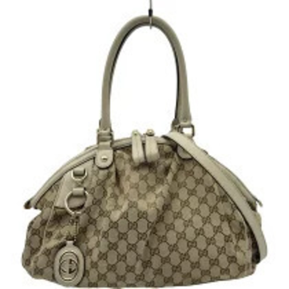 Gucci GG Canvas Sukey Handbag Ivory White Tote Bag Shoulder